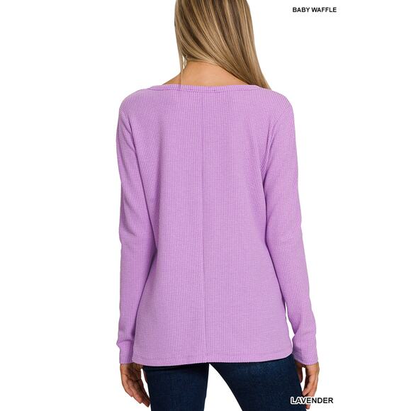 NWT LAVENDER BABY WAFFLE V-NECK LONG SLEEVE TOP - Picture 3 of 3